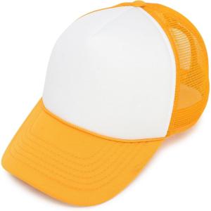 imageDALIX Two Tone Trucker Hat Summer Mesh Cap with Adjustable Snapback StrapGold White