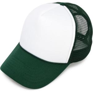 imageDALIX Two Tone Trucker Hat Summer Mesh Cap with Adjustable Snapback StrapGreen White