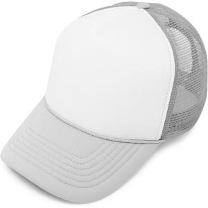 imageDALIX Two Tone Trucker Hat Summer Mesh Cap with Adjustable Snapback StrapGrey White