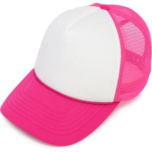 imageDALIX Two Tone Trucker Hat Summer Mesh Cap with Adjustable Snapback StrapHot Pink