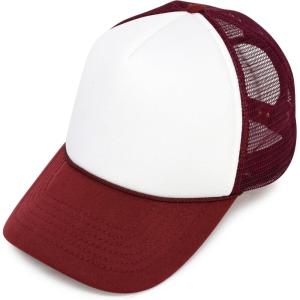 imageDALIX Two Tone Trucker Hat Summer Mesh Cap with Adjustable Snapback StrapMaroon White