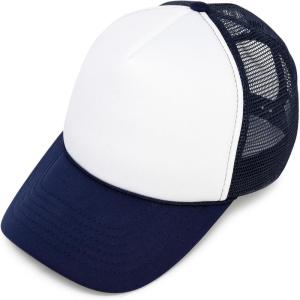 imageDALIX Two Tone Trucker Hat Summer Mesh Cap with Adjustable Snapback StrapNavy Blue