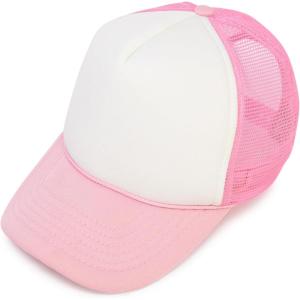 imageDALIX Two Tone Trucker Hat Summer Mesh Cap with Adjustable Snapback StrapPink White