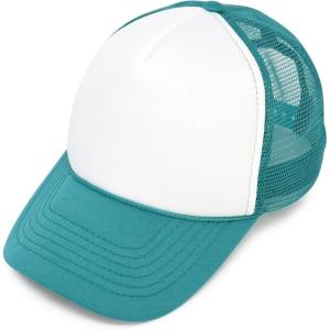 imageDALIX Two Tone Trucker Hat Summer Mesh Cap with Adjustable Snapback StrapTeal White