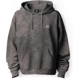 imageDALIX UFO Embroidered Fleece Hoodie Mineral Wash Long Sleeve Sweatshirt MensGray