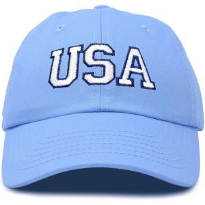 imageDALIX USA Baseball Cap Flag Hat Team US America Navy Red White Blue Gray Khaki BlackLight Blue
