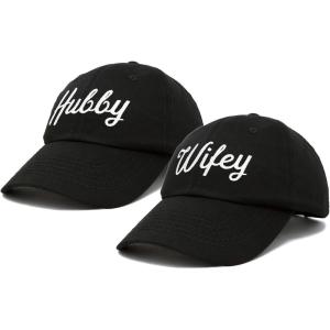 imageDALIX Wifey Hubby Couples Dad Hats Baseball Caps Married Gift Set of 2Black