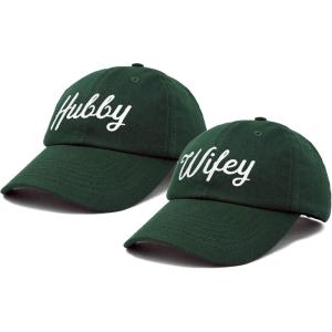 imageDALIX Wifey Hubby Couples Dad Hats Baseball Caps Married Gift Set of 2Dark Green
