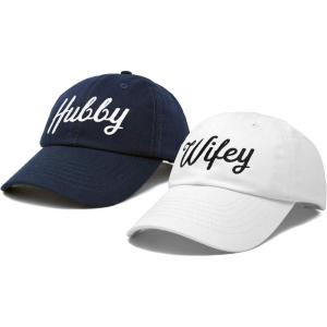 imageDALIX Wifey Hubby Couples Dad Hats Baseball Caps Married Gift Set of 2Whitenavy