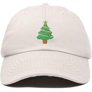 imageXmas Holidays Christmas Tree Ball Cap Embroidered HatBeige