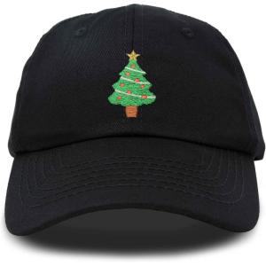 imageXmas Holidays Christmas Tree Ball Cap Embroidered HatBlack