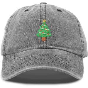 imageXmas Holidays Christmas Tree Ball Cap Embroidered HatBlack Vintage