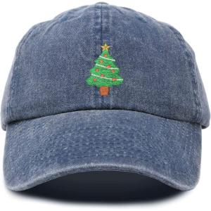 imageXmas Holidays Christmas Tree Ball Cap Embroidered HatNavy Blue Vintage