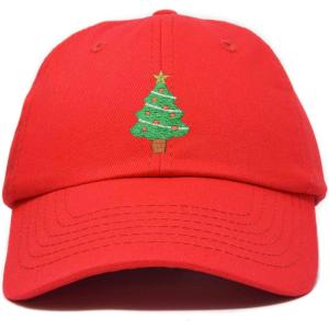imageXmas Holidays Christmas Tree Ball Cap Embroidered HatRed
