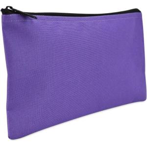 imageDALIX Bank Bags Money Pouch Security Deposit Utility Zipper Coin Bag in BlackPurple