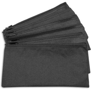 imageDALIX Zipper Bank Deposit Money Bags Cash Coin Pouch 6 Pack in BlackBlack