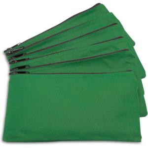 imageDALIX Zipper Bank Deposit Money Bags Cash Coin Pouch 6 Pack in BlackDark Green