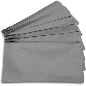 imageDALIX Zipper Bank Deposit Money Bags Cash Coin Pouch 6 Pack in BlackGray