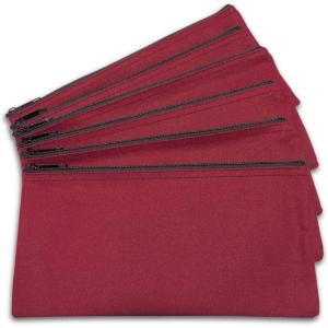 imageDALIX Zipper Bank Deposit Money Bags Cash Coin Pouch 6 Pack in BlackMaroon