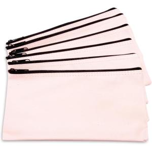 imageDALIX Zipper Bank Deposit Money Bags Cash Coin Pouch 6 Pack in BlackPink