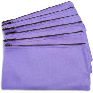 imageDALIX Zipper Bank Deposit Money Bags Cash Coin Pouch 6 Pack in BlackPurple