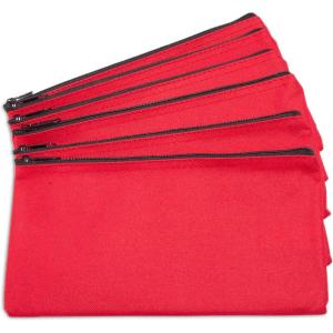 imageDALIX Zipper Bank Deposit Money Bags Cash Coin Pouch 6 Pack in BlackRed