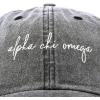 imageDALIX Alpha Chi Omega Cursive Sorority Hat Womens Embroidered Baseball CapWashed Black