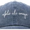 imageDALIX Alpha Chi Omega Cursive Sorority Hat Womens Embroidered Baseball CapWashed Navy Blue