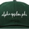 imageDALIX Alpha Epsilon Phi Sorority Hat Womens Cursive Baseball CapDark Green