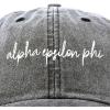 imageDALIX Alpha Epsilon Phi Sorority Hat Womens Cursive Baseball CapWashed Black