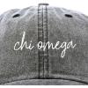 imageDALIX Chi Omega Cursive Sorority Hat Womens Embroidered CapWashed Black