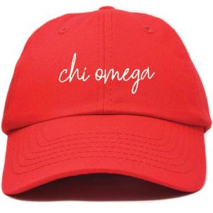 imageDALIX Chi Omega Cursive Sorority Hat Womens Embroidered CapRed