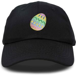 imageDALIX Elegant Colorful Egg Easter Hat Womens Embroidered Baseball CapBlack