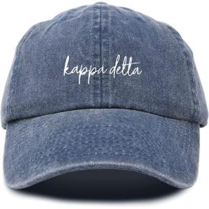 imageDALIX Kappa Delta Cursive Sorority Hat Womens Embroidered CapWashed Navy Blue