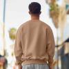 imageDALIX Astronaut Embroidery Relaxed Crewneck Sweatshirt Soft Fleece Fit Lounge MensCamel