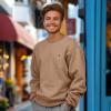 imageDALIX Astronaut Embroidery Relaxed Crewneck Sweatshirt Soft Fleece Fit Lounge MensCamel