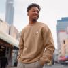imageDALIX Ghost Embroidery Relaxed Crewneck Sweatshirt Soft Fleece Fit Lounge MensCamel