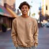 imageDALIX Ghost Embroidery Relaxed Crewneck Sweatshirt Soft Fleece Fit Lounge MensCamel
