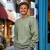 imageDALIX Ghost Embroidery Relaxed Crewneck Sweatshirt Soft Fleece Fit Lounge MensOil Green