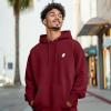 imageDALIX Ghost Embroidery Relaxed Hoodie Soft Fleece Sweatshirt Drawcord Fit Lounge MensBurgundy