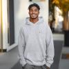 imageDALIX Ghost Embroidery Relaxed Hoodie Soft Fleece Sweatshirt Drawcord Fit Lounge MensHeather Gray