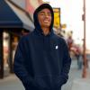 imageDALIX Ghost Embroidery Relaxed Hoodie Soft Fleece Sweatshirt Drawcord Fit Lounge MensNavy Blue
