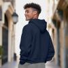 imageDALIX Ghost Embroidery Relaxed Hoodie Soft Fleece Sweatshirt Drawcord Fit Lounge MensNavy Blue