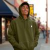 imageDALIX Ghost Embroidery Relaxed Hoodie Soft Fleece Sweatshirt Drawcord Fit Lounge MensOlive