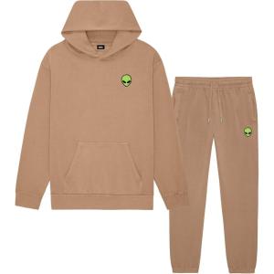 imageDALIX Alien Embroidery Relaxed Sweatsuit Set Hoodie Jogger Soft Fleece Relaxed Fit Lounge MensCamel