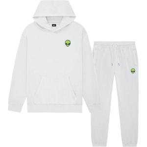 imageDALIX Alien Embroidery Relaxed Sweatsuit Set Hoodie Jogger Soft Fleece Relaxed Fit Lounge MensLunar Gray