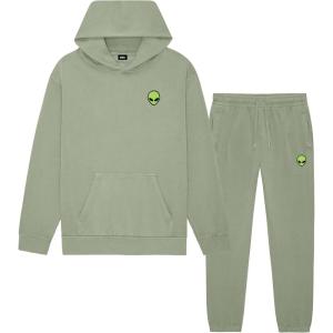 imageDALIX Alien Embroidery Relaxed Sweatsuit Set Hoodie Jogger Soft Fleece Relaxed Fit Lounge MensOil Green