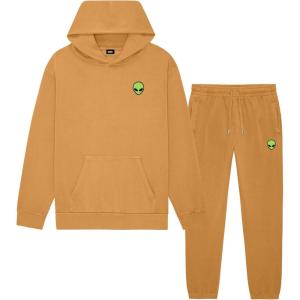 imageDALIX Alien Embroidery Relaxed Sweatsuit Set Hoodie Jogger Soft Fleece Relaxed Fit Lounge MensPeanut
