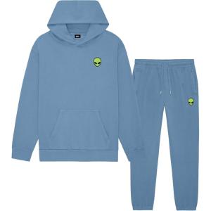 imageDALIX Alien Embroidery Relaxed Sweatsuit Set Hoodie Jogger Soft Fleece Relaxed Fit Lounge MensPebble Blue