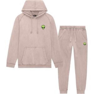 imageDALIX Alien Embroidery Washed Sweatsuit Set Hoodie Jogger Soft Fleece Relaxed Fit Lounge MensZinc